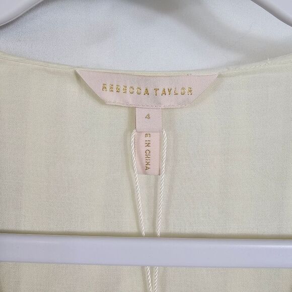NWT Rebecca Taylor Silk Chiffon Long Sleeve Blouse in Lemonade - Size 4 - Picture 2 of 10